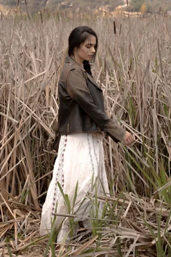 Frye Leather Jackets^Authentic Soft Lamb Crackle Leather Biker Jacket Brown