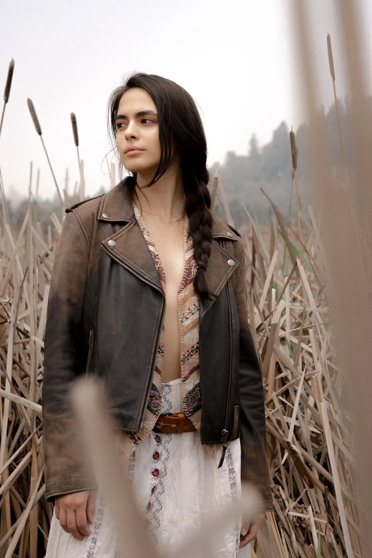 Frye Leather Jackets^Authentic Soft Lamb Crackle Leather Biker Jacket Brown