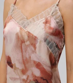 Frye Dresses^Charmeuse Lace Trim Slip Midi Dress