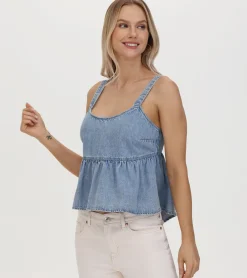 Frye Tops^Cropped Babydoll Top Cloud Wash