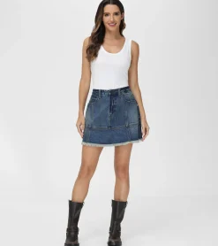 Frye Bottoms^Denim Mini Skirt Mustang Wash