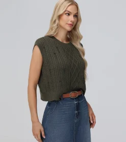 Frye Tops^Distressed Cable Sweater Vest