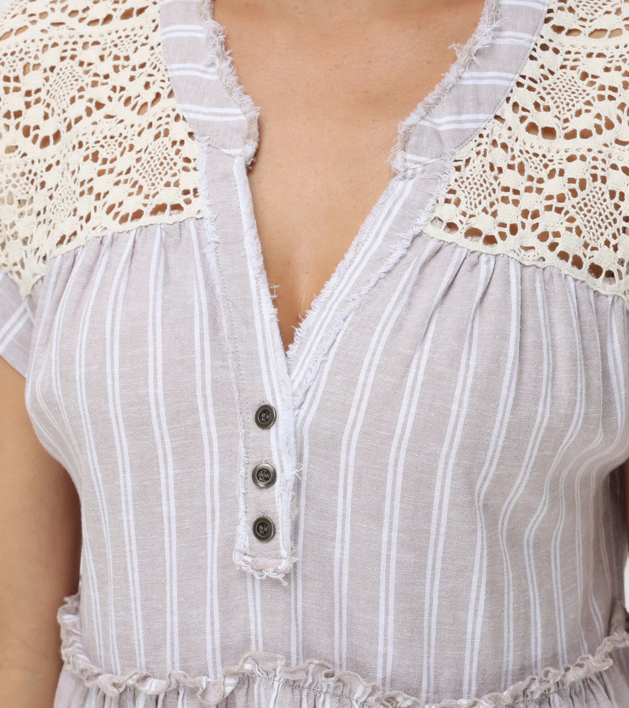 Frye Dresses^Linen Striped Midi Dress Natural Sand Stripe