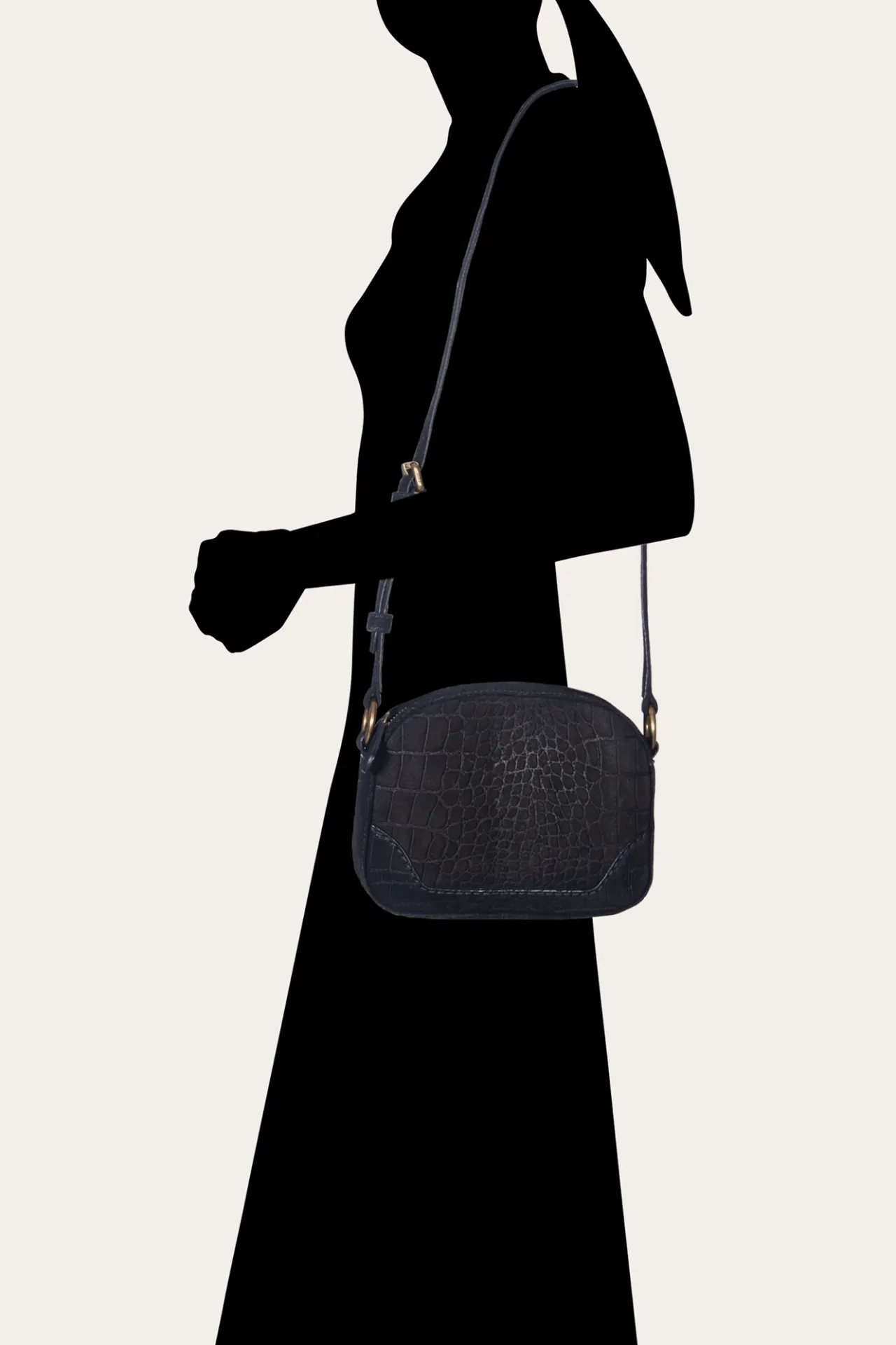 Frye Handbags^Melissa Sueded Croco Camera Black