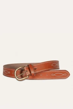 Frye Belts^40MM Belt 2-Tone Stitch Tan