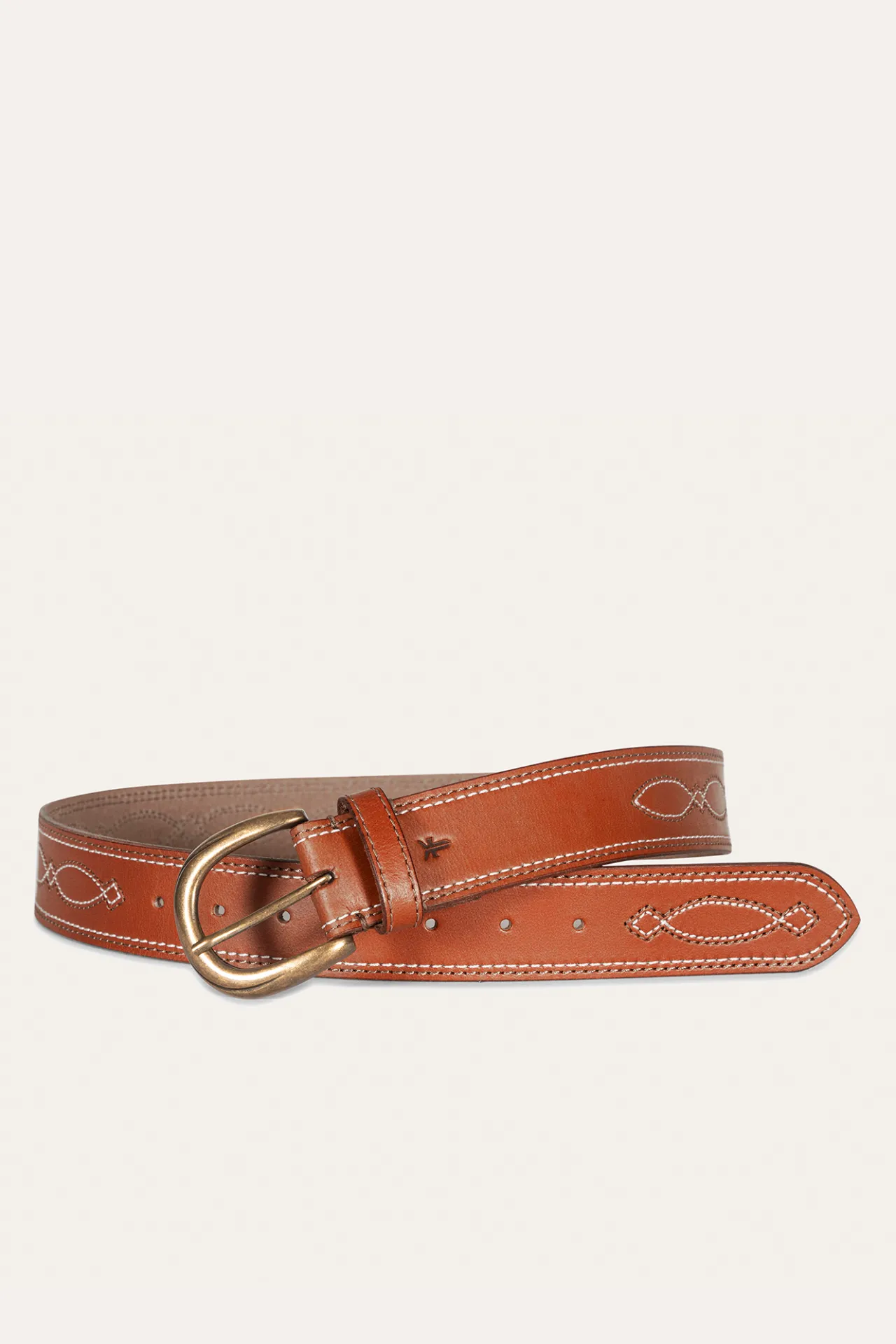 Frye Belts^40MM Belt 2-Tone Stitch Tan