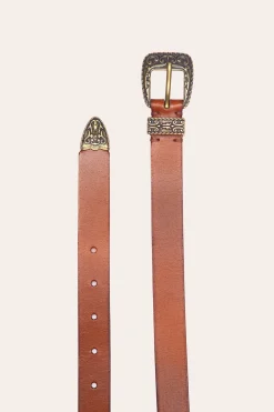 Frye Belts^25MM Logo Western Belt