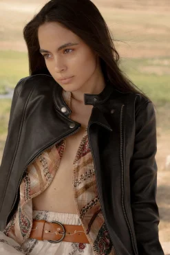 Frye Leather Jackets^Modern Biker-racer Leather Jacket Black