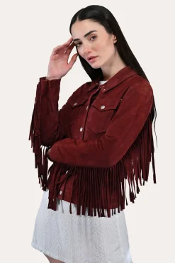 Frye Leather Jackets^Oxblood Fringed Jacket