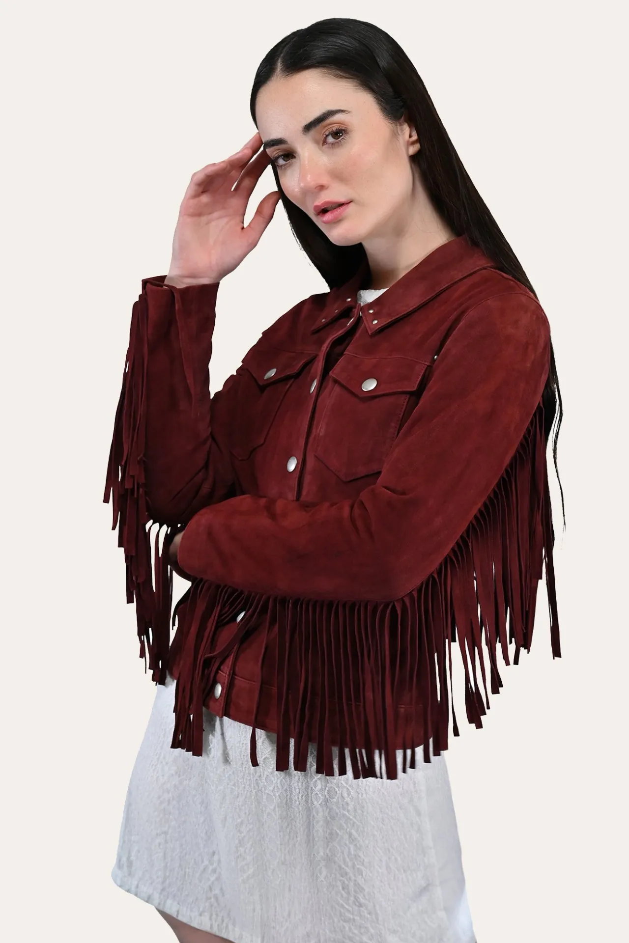 Frye Leather Jackets^Oxblood Fringed Jacket