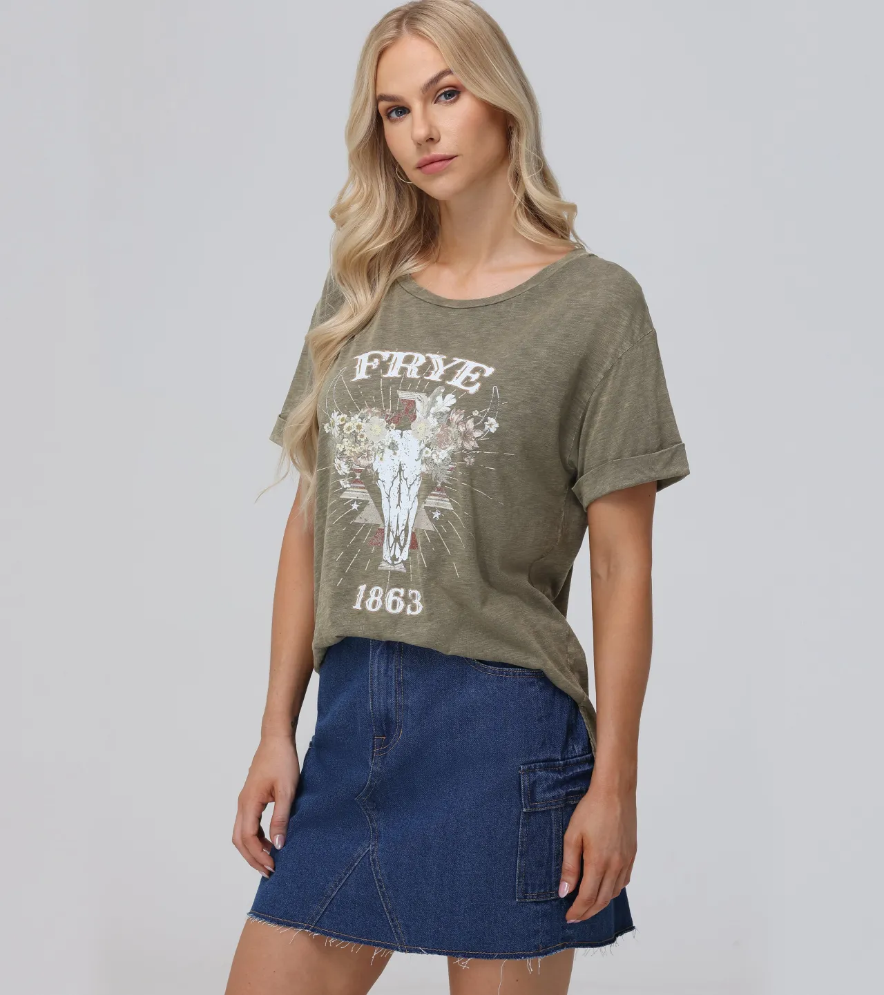 Frye Tops^Rolled Cuff Graphic Tee