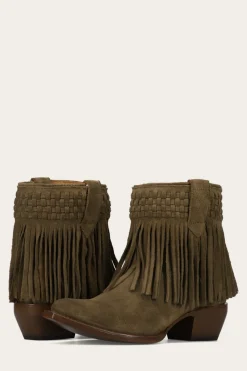 Frye Booties^Sacha Short Fringe Bootie