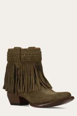 Frye Booties^Sacha Short Fringe Bootie