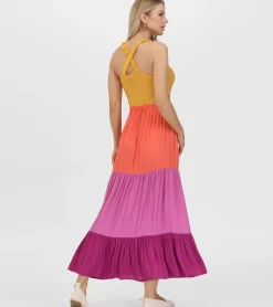 Frye Dresses^Smocked Color Block Maxi Dress Oaxaca Combo