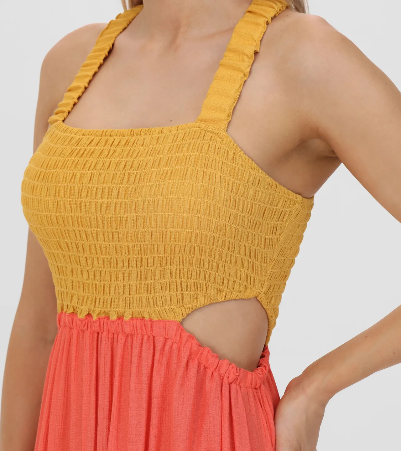 Frye Dresses^Smocked Color Block Maxi Dress Oaxaca Combo