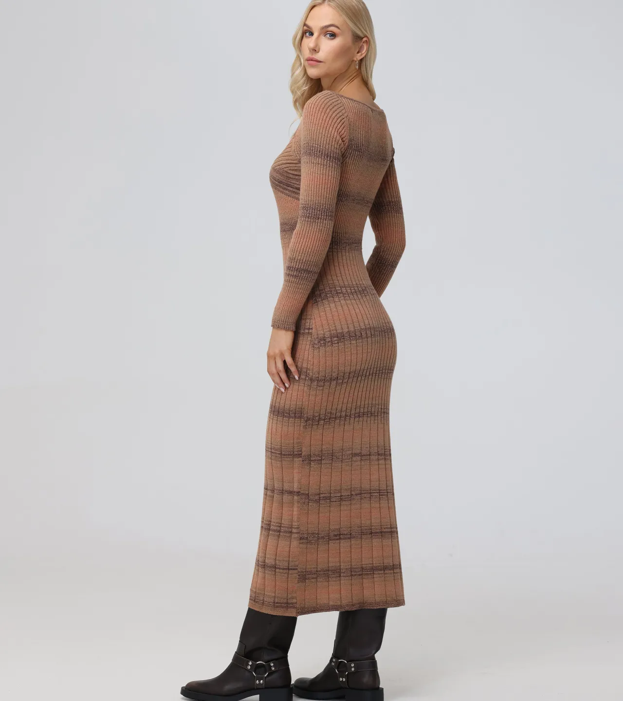 Frye Dresses^Sweetheart Neck Space Dye Sweater Dress Brown
