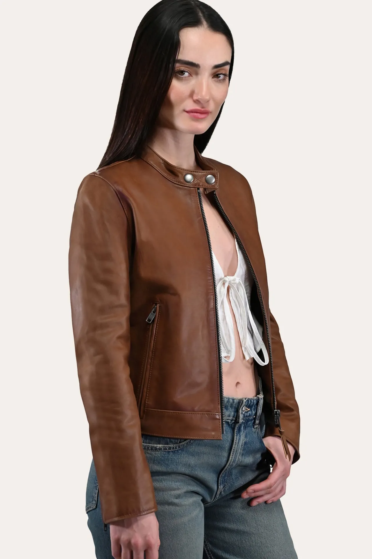 Frye Leather Jackets^Tobacco Cafe Racer Jacket