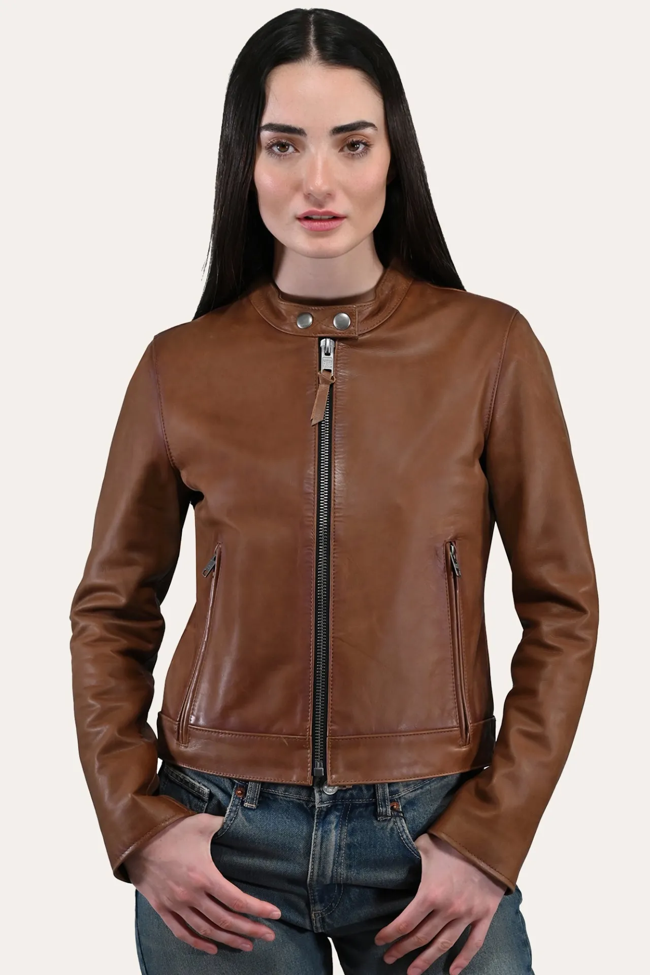 Frye Leather Jackets^Tobacco Cafe Racer Jacket