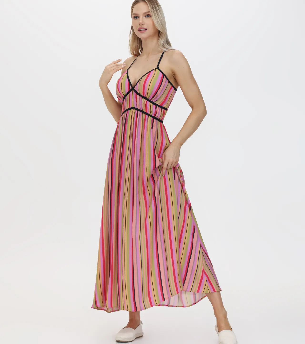 Frye Dresses^Vibrant Maxi Dress Multi Stripe Combo